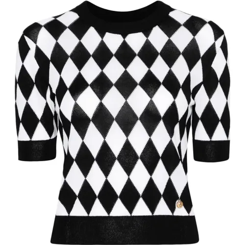 Diamantmuster Pullover Schwarz Weiß - Balmain - Modalova