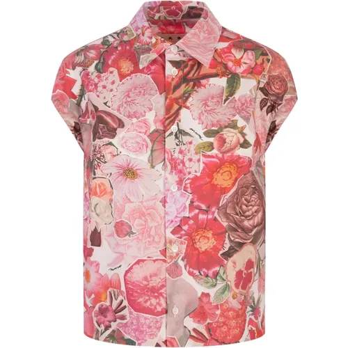 Pink Floral Wing-Sleeved Shirt , female, Sizes: 2XS, S, XS - Marni - Modalova