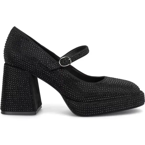 Block heel shoes with rhinestones , female, Sizes: 2 UK, 4 UK, 5 UK, 3 UK, 7 UK, 6 UK - Alma en Pena - Modalova