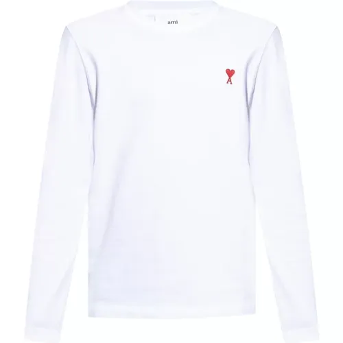 T-shirt with long sleeves , Herren, Größe: L - Ami Paris - Modalova