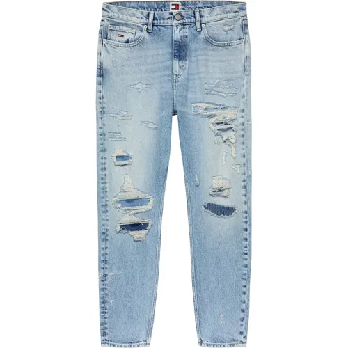 Blaue Distressed Relaxed Fit Jeans , Herren, Größe: W28 - Tommy Jeans - Modalova