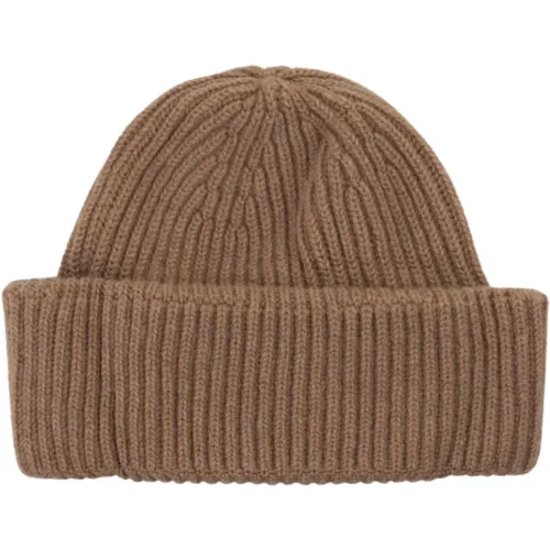 Ribbed Cashmere Beanie in Toffee , female, Sizes: ONE SIZE - Fedeli - Modalova