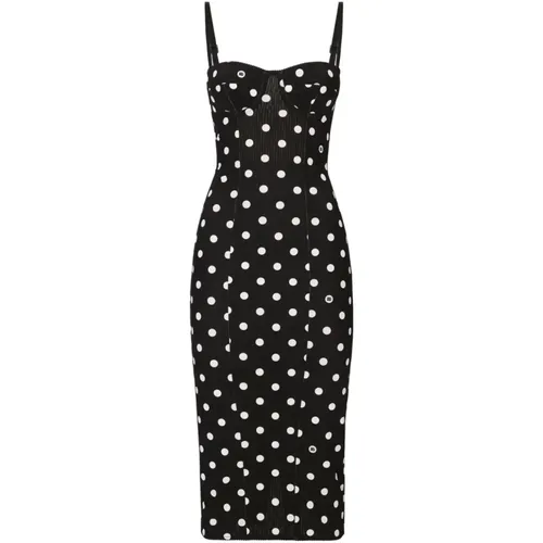 Polka Dot Sweetheart Dress , female, Sizes: M - Dolce & Gabbana - Modalova