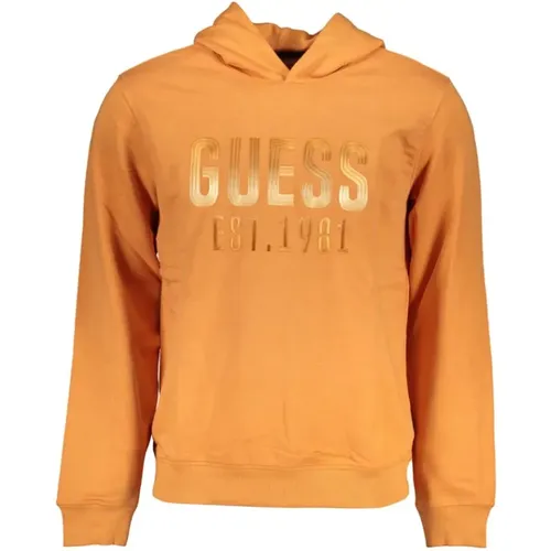 Oranger Kapuzenpullover mit Stil , Herren, Größe: M - Guess - Modalova