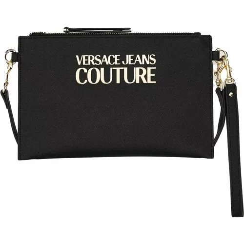 Logo Lock Saffiano PU Clutch , Damen, Größe: ONE Size - Versace Jeans Couture - Modalova