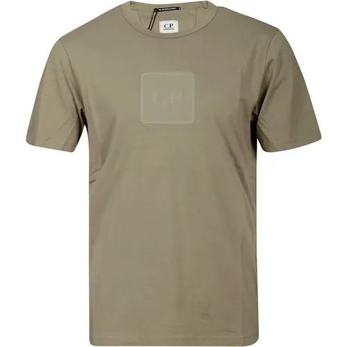 Beiges Baumwoll-T-Shirt mit Kurzen Ärmeln - C.P. Company - Modalova