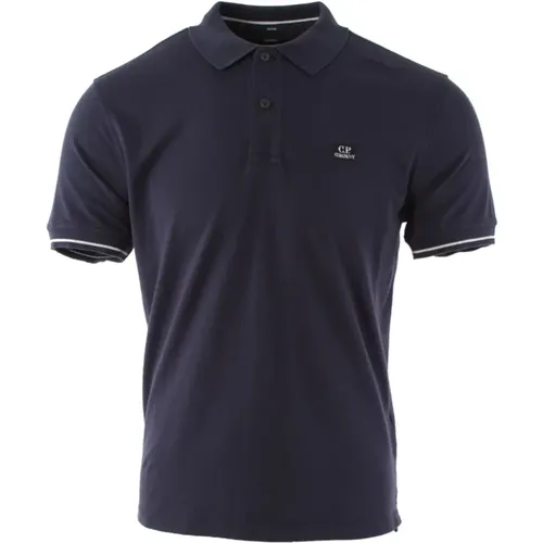 Marineblaues Polo-Shirt mit elegantem Piquet-Stoff , Herren, Größe: S - C.P. Company - Modalova