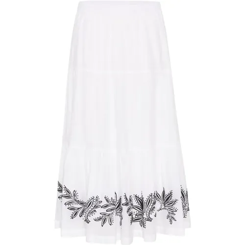 Feminine Skirt Cream Black Embroidery , female, Sizes: 3XL, XL - Part Two - Modalova