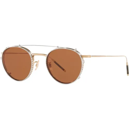 Clip-On Sunglasses Brushed Silver/Persimmon - Oliver Peoples - Modalova