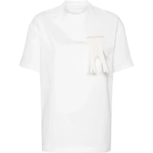 Cotton Jersey T-shirt with Fringed Brooch , female, Sizes: S, XS - Jil Sander - Modalova