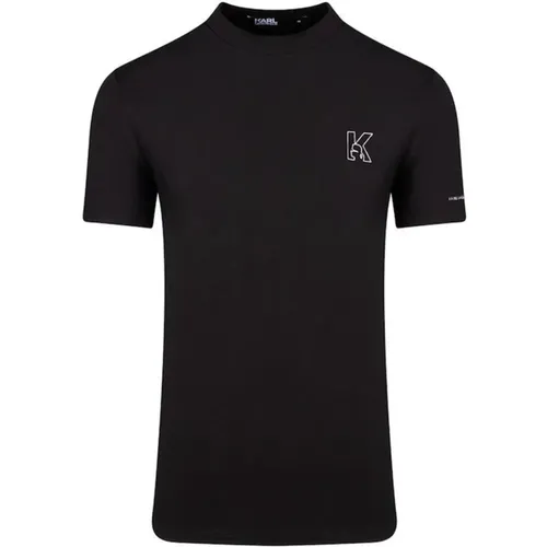 T-Shirt mit silberfarbenen Logodetails , Herren, Größe: 2XL - Karl Lagerfeld - Modalova