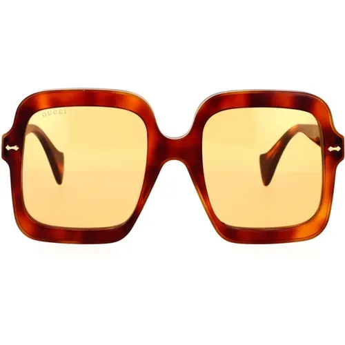 Quadratische Oversize-Sonnenbrille mit Emaille-Detail , Damen, Größe: 56 MM - Gucci - Modalova