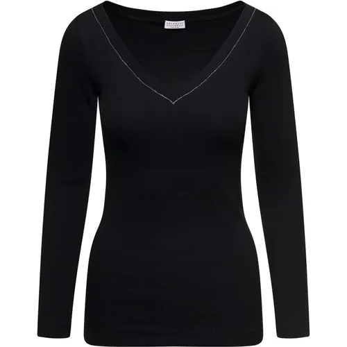 V-neck Strickware , Damen, Größe: L - BRUNELLO CUCINELLI - Modalova