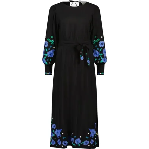 Black Daria Dress with Embroidered Flowers , female, Sizes: XS, M, S - Fabienne Chapot - Modalova