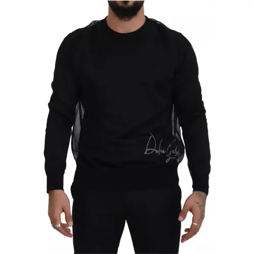 Schwarzer Crewneck Logo Print Pullover - Dolce & Gabbana - Modalova