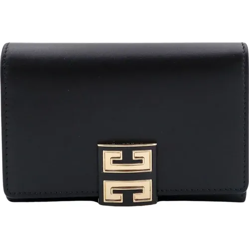 Leather Wallet with Flap and Snap Button , female, Sizes: ONE SIZE - Givenchy - Modalova