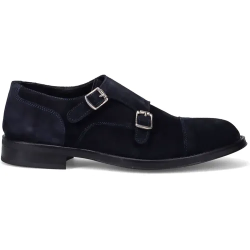 Blaue Doppel-Monkstrap-Schuhe , Herren, Größe: 43 EU - Sangiorgio - Modalova