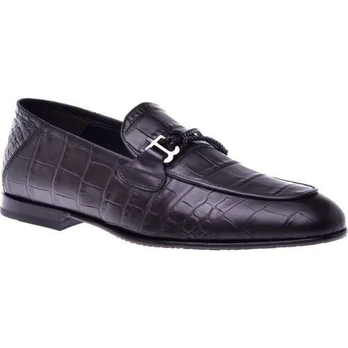 Loafer in dark with a crocodile print , male, Sizes: 11 UK, 12 UK - Baldinini - Modalova