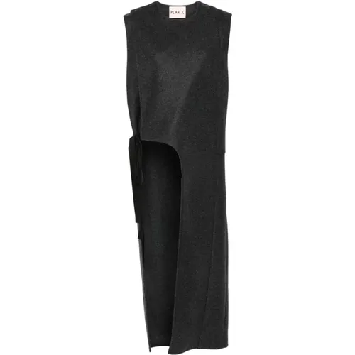 Long Mens Melange Vest , female, Sizes: S, M, XS - Plan C - Modalova