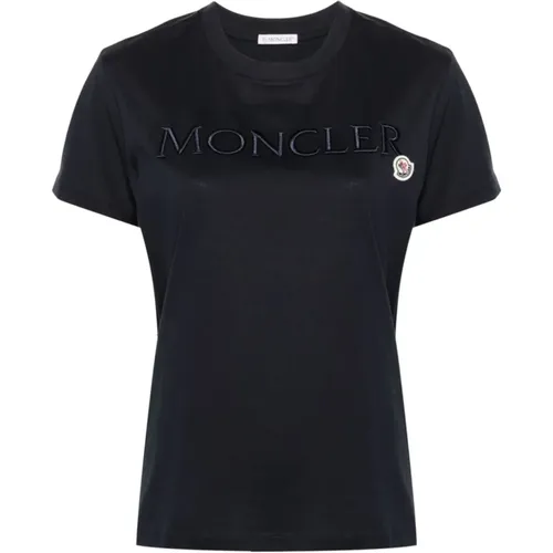 Blaue T-Shirts und Polos , Damen, Größe: M - Moncler - Modalova