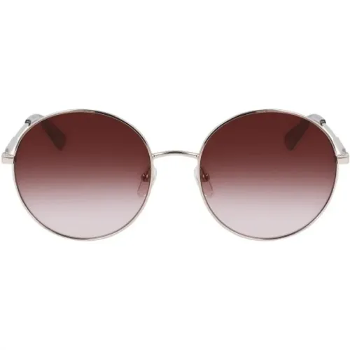 Goldene Metallsonnenbrille für Frauen , Damen, Größe: 58 MM - Longchamp - Modalova