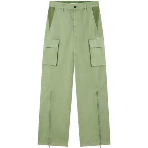 Wide Trousers,Cargo Hose Salbeigrün Reißverschluss Knöchel - Stella Mccartney - Modalova