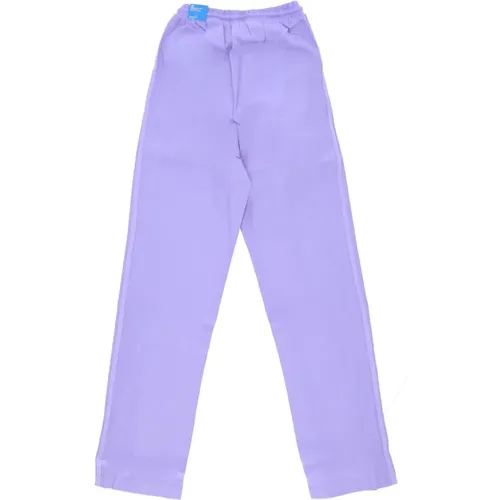 Lila Leinen Wide Leg Sweatpants , Damen, Größe: L - Adidas - Modalova