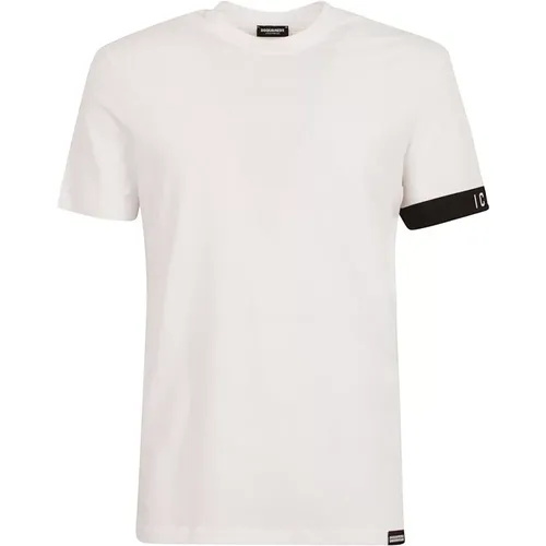 Weiße T-Shirts und Polos mit Rundhalsausschnitt , Herren, Größe: XL - Dsquared2 - Modalova
