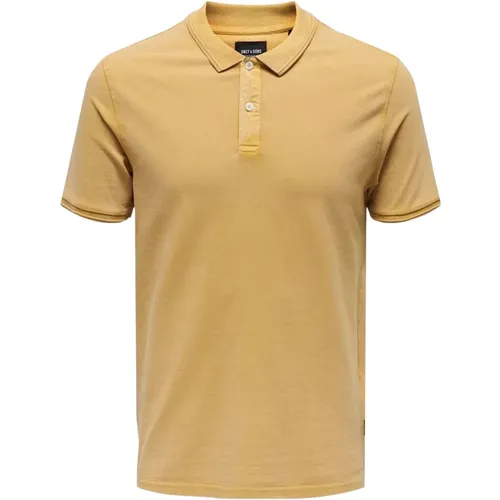 Slim Fit Round Neck Short Sleeve Polo , Herren, Größe: L - Only & Sons - Modalova