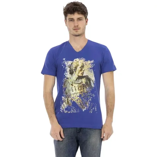 Elegantes V-Ausschnitt T-Shirt mit Frontprint - Trussardi - Modalova