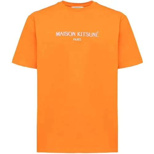 Einfarbiges Baumwoll-Crew-Neck T-Shirt - Maison Kitsuné - Modalova