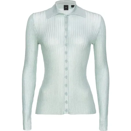 Metallic Ribbed Cotton Blend Shirt , female, Sizes: S - pinko - Modalova