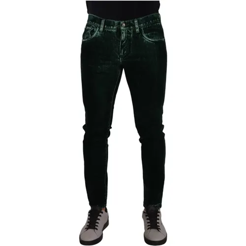 Atemberaubende Grüne Skinny Denim Jeans , Damen, Größe: XL - Dolce & Gabbana - Modalova