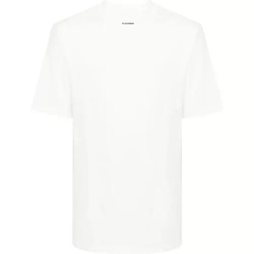 Weiße Baumwoll-T-Shirt mit Logo-Print , Herren, Größe: M - Jil Sander - Modalova