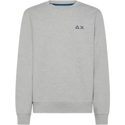 Baumwoll-Crewneck-Sweatshirt mit gesticktem Logo , Herren, Größe: XL - Sun68 - Modalova