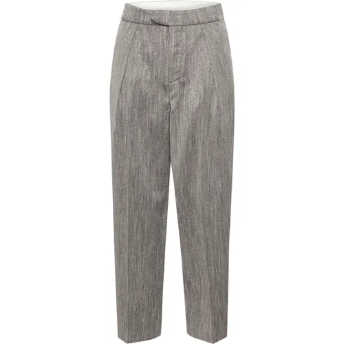 Cropped Grey Melange Hose , Damen, Größe: M - Saint Tropez - Modalova