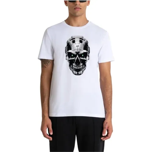 Cyberpunk Skull Print T-shirt , Herren, Größe: XL - Antony Morato - Modalova