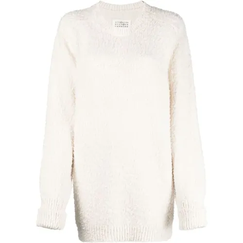 Weißer Gebürsteter Crew-Neck Pullover , Damen, Größe: M - Maison Margiela - Modalova