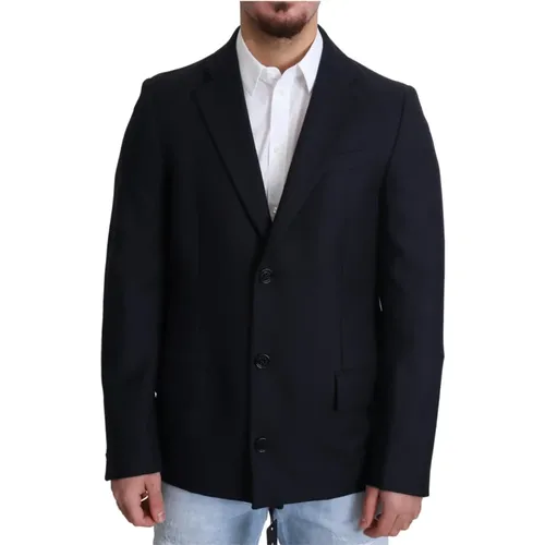 Elegant Dark Wool Coat , male, Sizes: S - Dolce & Gabbana - Modalova