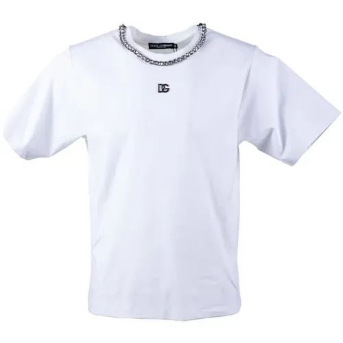 Men's Neck Jewels T-shirt , male, Sizes: XS - Dolce & Gabbana - Modalova