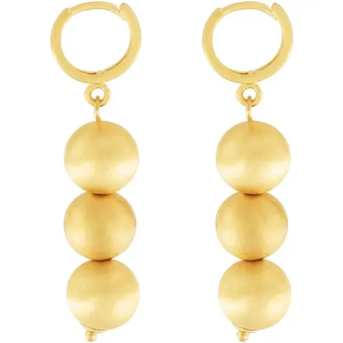 Moderne 3 Ball Gold Ohrringe , Damen, Größe: ONE Size - Dansk Copenhagen - Modalova