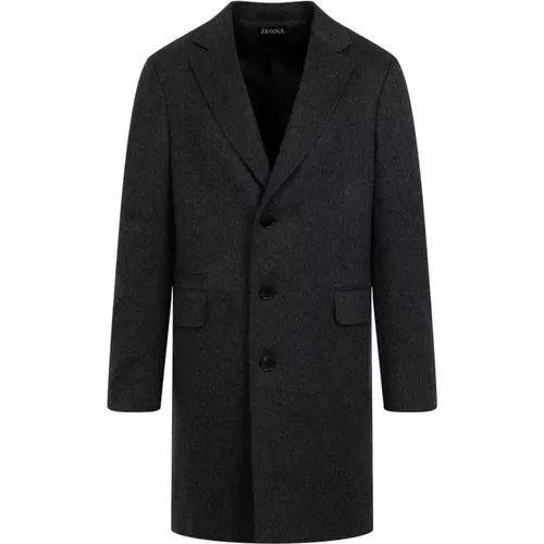 Luxury Grey Wool Cashmere Coat , male, Sizes: L, XL - Ermenegildo Zegna - Modalova