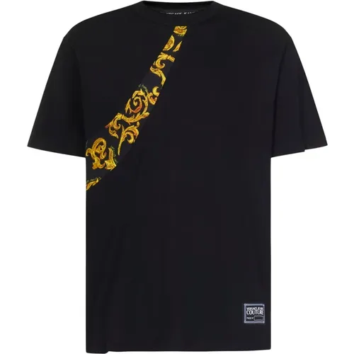 Schwarze T-Shirt und Polo Kollektion , Herren, Größe: S - Versace Jeans Couture - Modalova