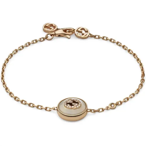 Interlocking Armband in Roségold, Mop, Diamant, GG Pavé - Gucci - Modalova