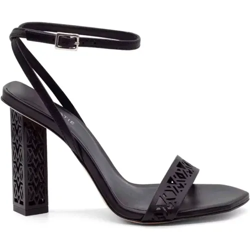 Perforierte Monogram-Sandale aus schwarzem Kalbsleder , Damen, Größe: 38 1/2 EU - Vic Matié - Modalova