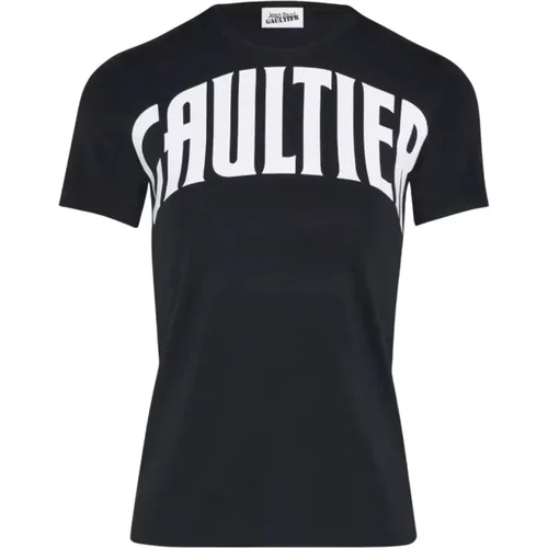 Schwarzes Logo T-Shirt Slim Fit , Damen, Größe: S - Jean Paul Gaultier - Modalova