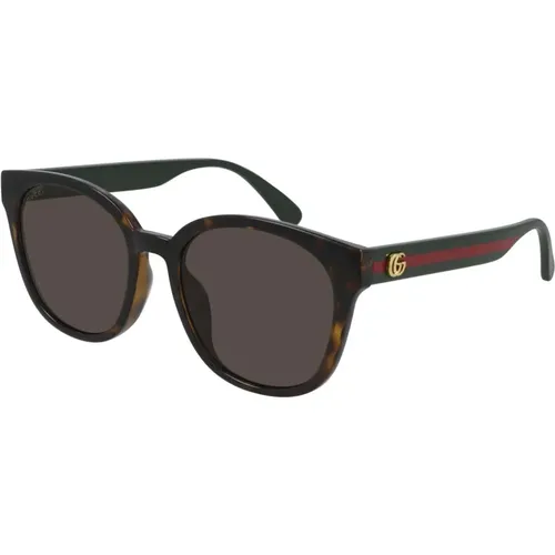 Havana/Braune Sonnenbrille , Damen, Größe: 56 MM - Gucci - Modalova