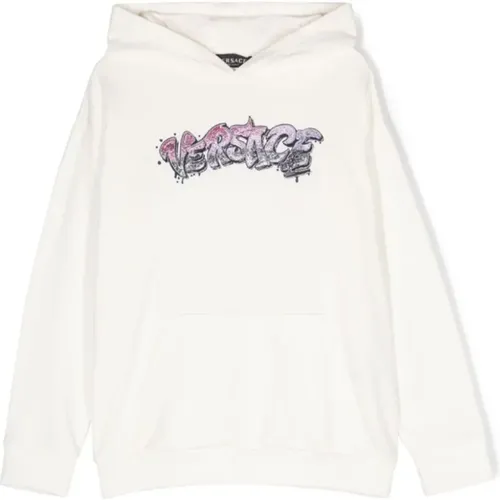 Weiße Baumwollmädchen Hoodie,Multicolor Sweatshirt - Versace - Modalova