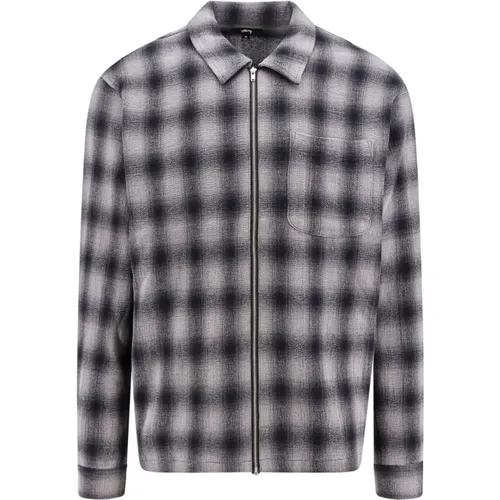 Grey Zip Closure Long Sleeve Shirt , male, Sizes: S, XL - Stüssy - Modalova