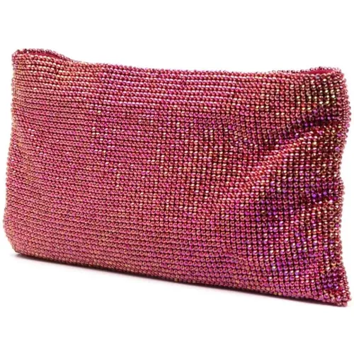 Red Crystal Mesh Shoulder Bag , female, Sizes: ONE SIZE - Benedetta Bruzziches - Modalova